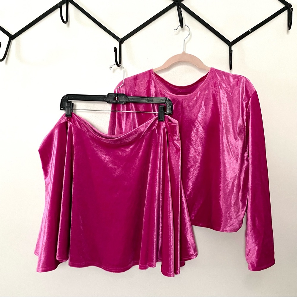 Barbie hot pink velvet skirt and top set